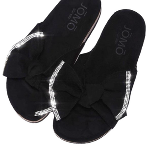 Cape Robbin JOMO Pomelo Flat Sandals Slides Black